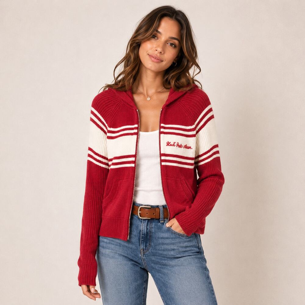 US Polo Assn Sweater Jacket Women's Size L Pockets NWT Y2K Preppy Streetwear
